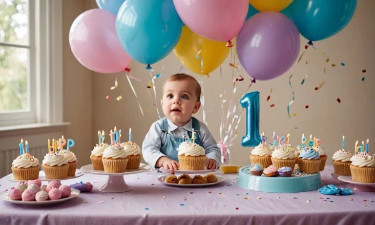 Festeggiamenti per il primo compleanno con baloon e torte.